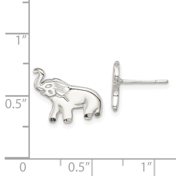 925 Sterling Silver Elephant Post Earrings - Picture 4 of 4